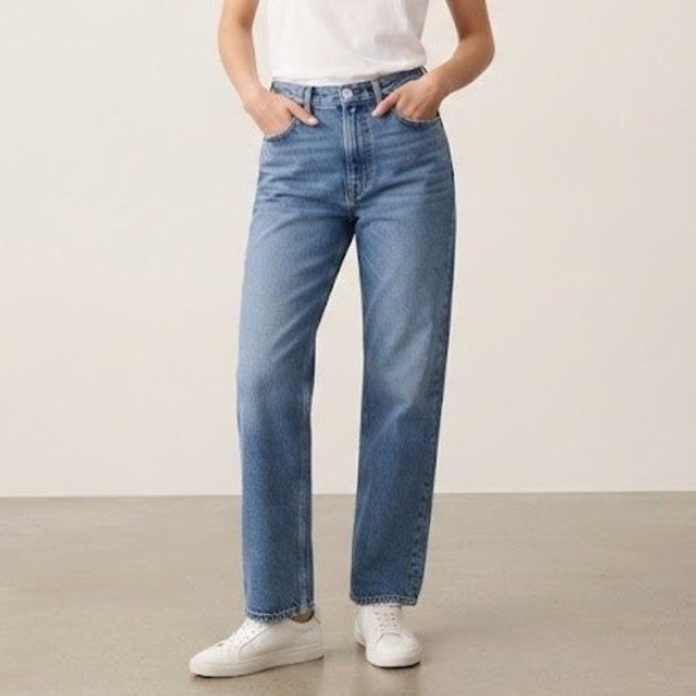 Abercrombie & Fitch 90s Relaxed High Rise Jeans Womens 31 Blue Straight Leg
